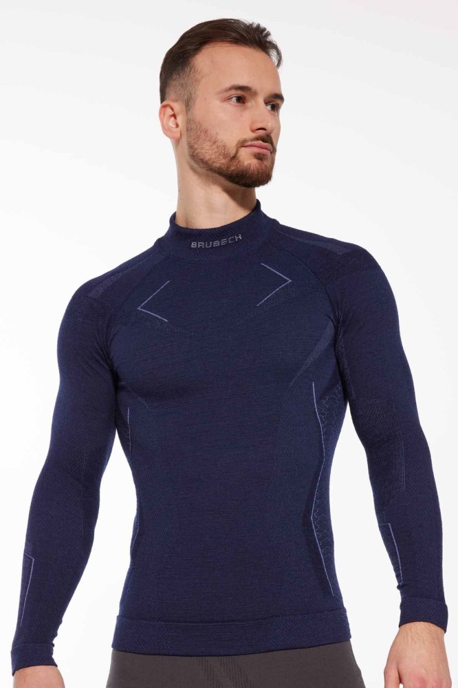 Bluza termoaktywna męska Brubeck Merino Wool LS16660 granatowy