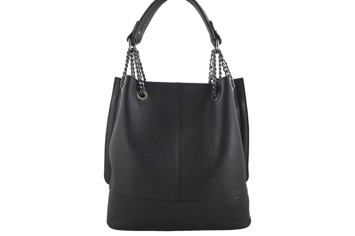 Modna torebka skórzana damska - Czarna - Czarny