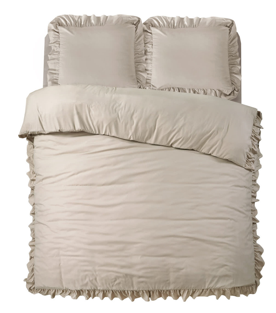 240x200/220 RUFFLES brąz mikroperkal kpl pościeli