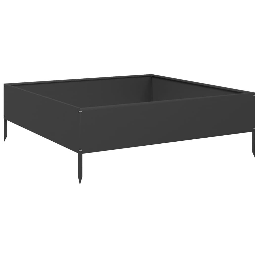 vidaXL Podwyższona donica, czarna, 100x100x33,5 cm, stal