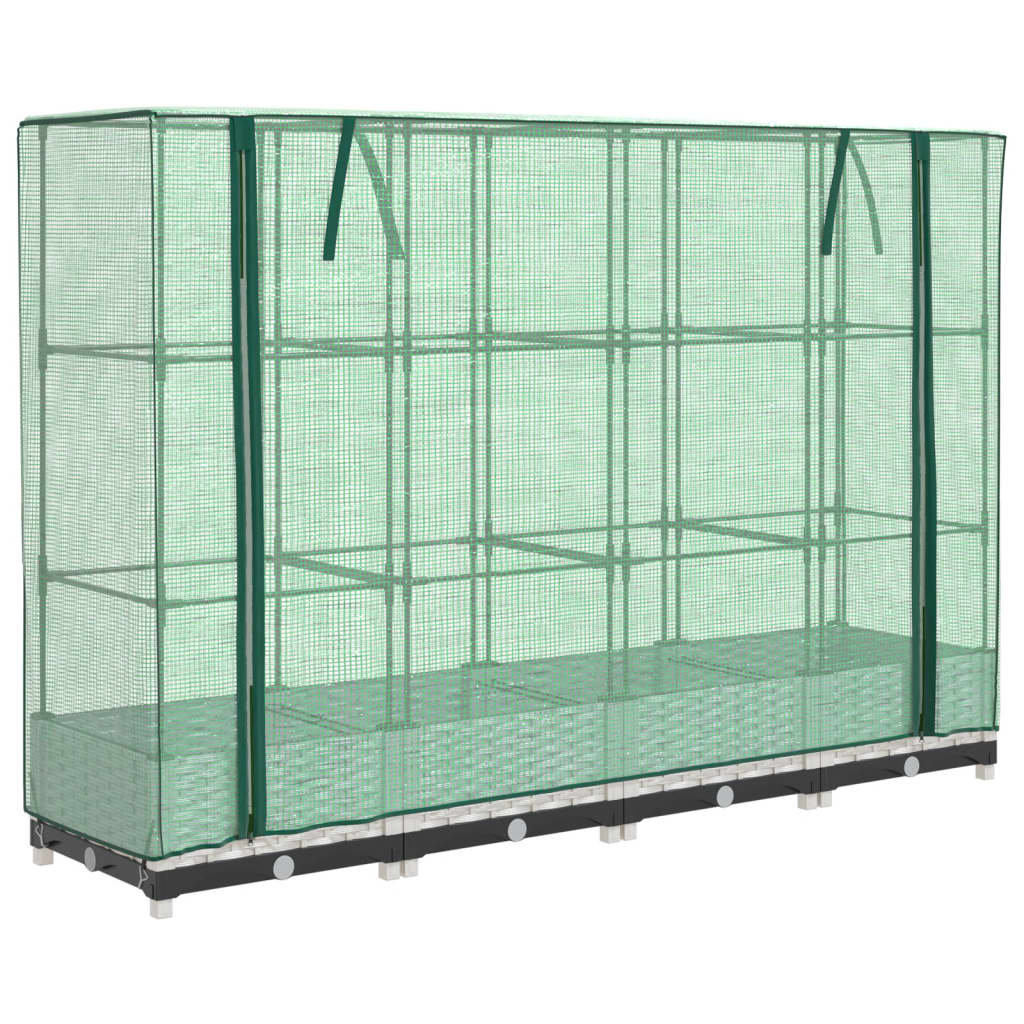 vidaXL Podwyższona donica ze szklarnią, wygląd rattanu, 160x40x123 cm