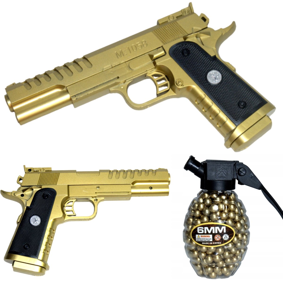PISTOLET NA KULKI MAGNUM PISTOLETY ZŁOTY + KULKI 800