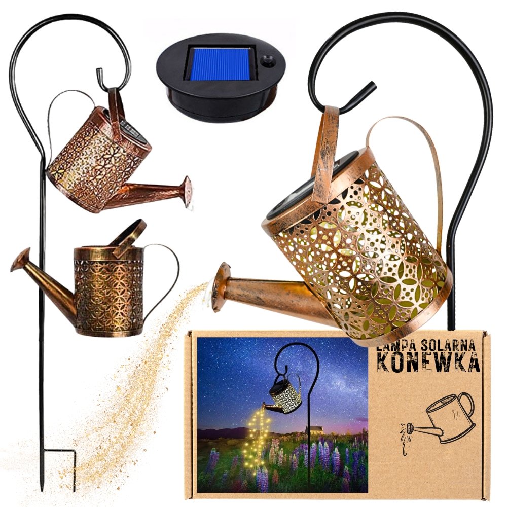 Oświetlenie Solarne Led Konewka Ogrodowa Wbijana Dekoracja Świetlna 37 Diod