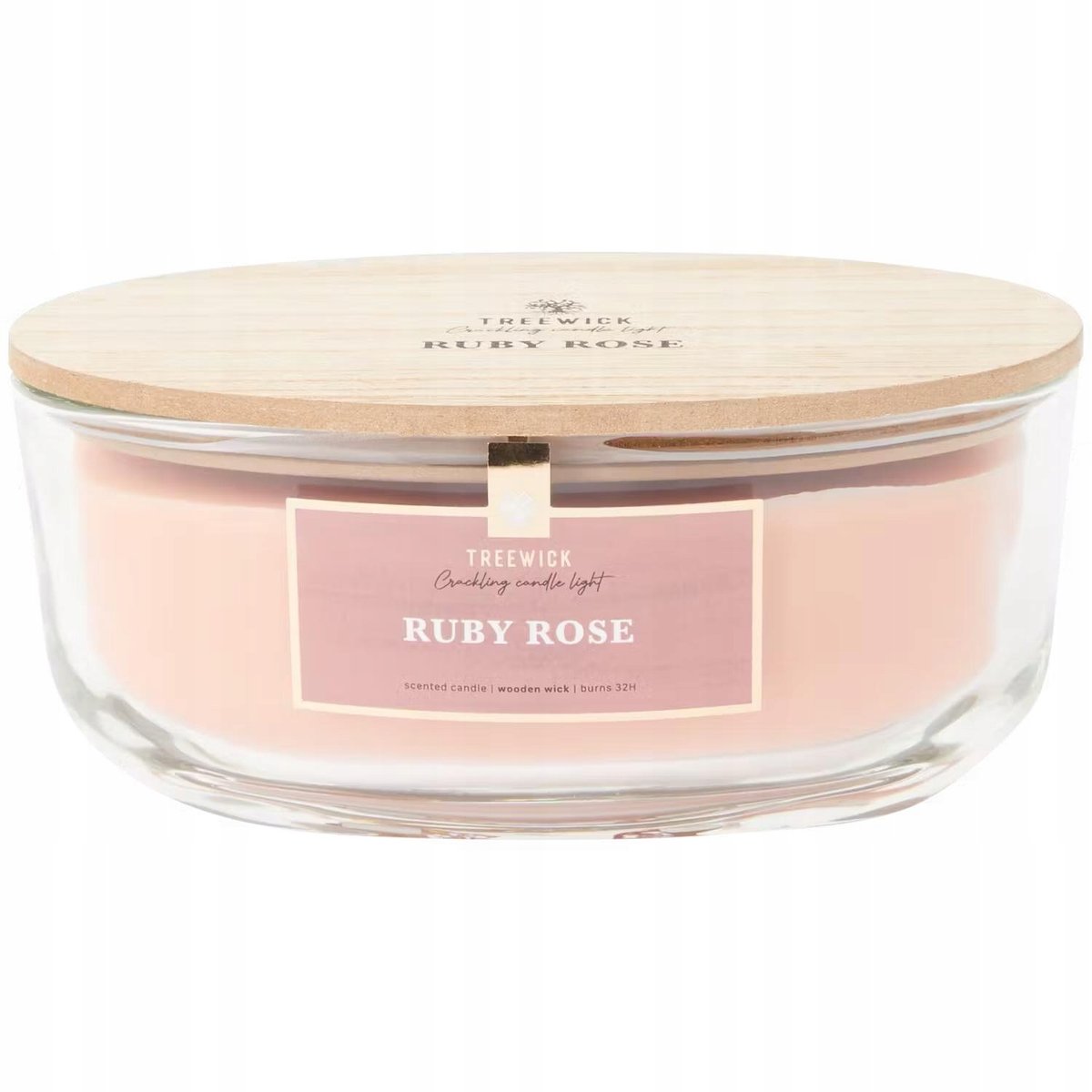 Świeca zapachowa z podwójnym drewnianym knotem Ruby Rose 32h TreeWick