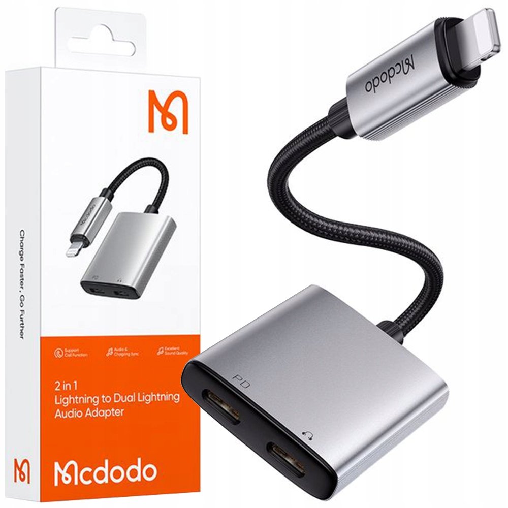 MCDODO PRZJEŚCIÓWKA ADAPTER 2X LIGHTNING KABEL DO IPHONE X 11 12 13 14 PRO