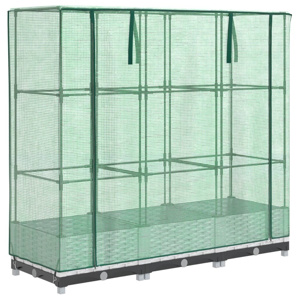 vidaXL Podwyższona donica ze szklarnią, wygląd rattanu, 120x40x123 cm