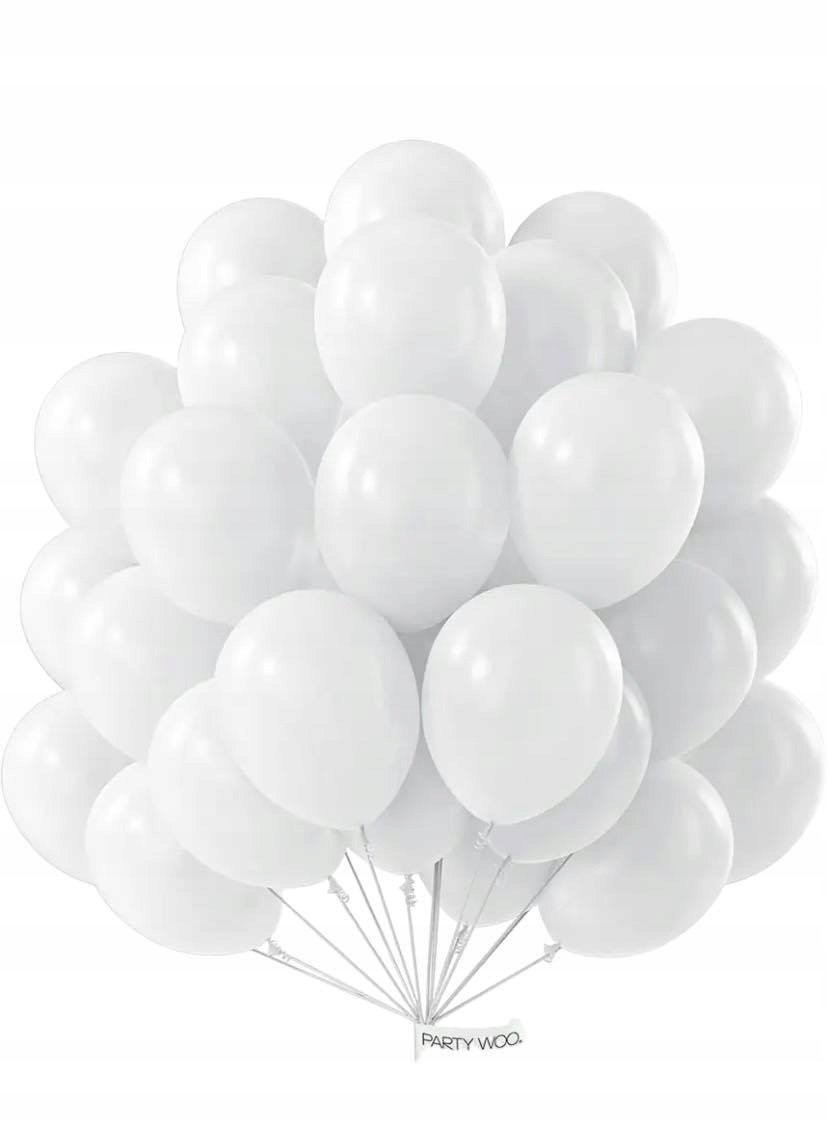 BALONY BIAŁE METALICZNE CHRZEST WESELE URODZINY PRZYJĘCIE ŚLUB 50 SZT