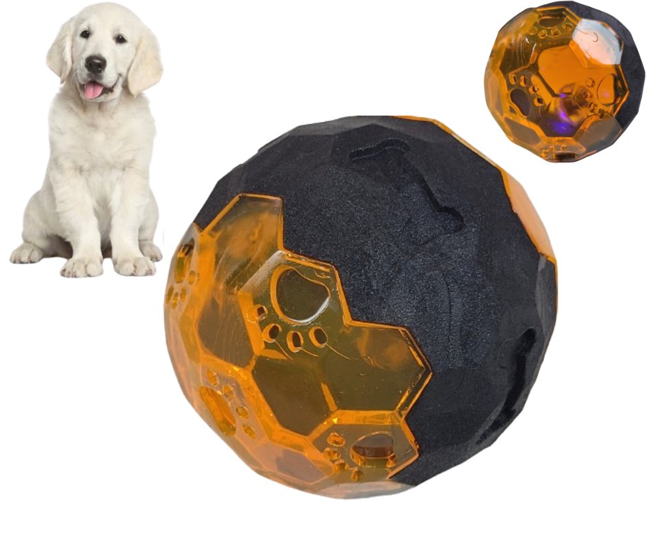 Piłka dla psa świecąca gumowa zabawka 7 cm pomarańczowa
