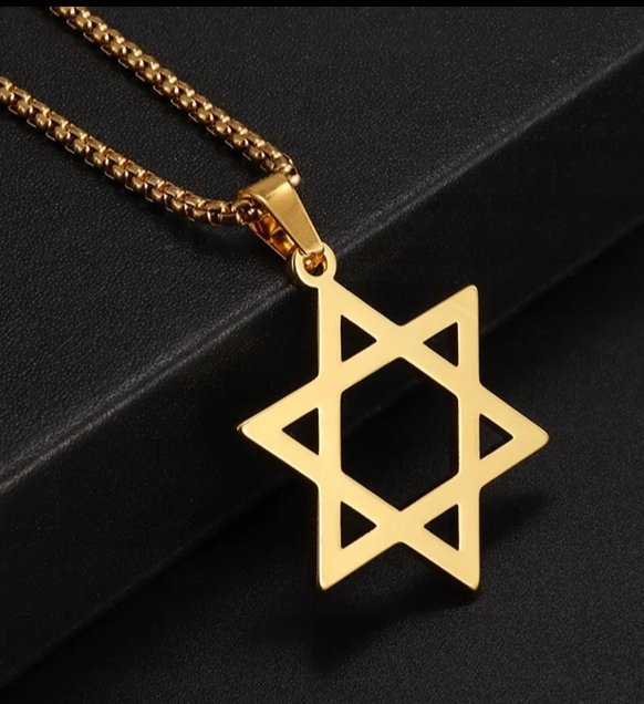 Naszyjnik wisiorek Gwiazda Dawida heksagram Izrael złoty