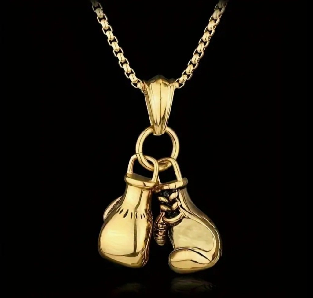Naszyjnik wisiorek para rękawic bokserskich złote boks Mike Tyson