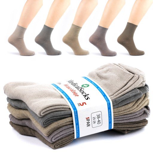 5X SKARPETKI SKARPETY MEDYCZNE BEZUCISKOWE DAMSKIE BEŻ 41-43