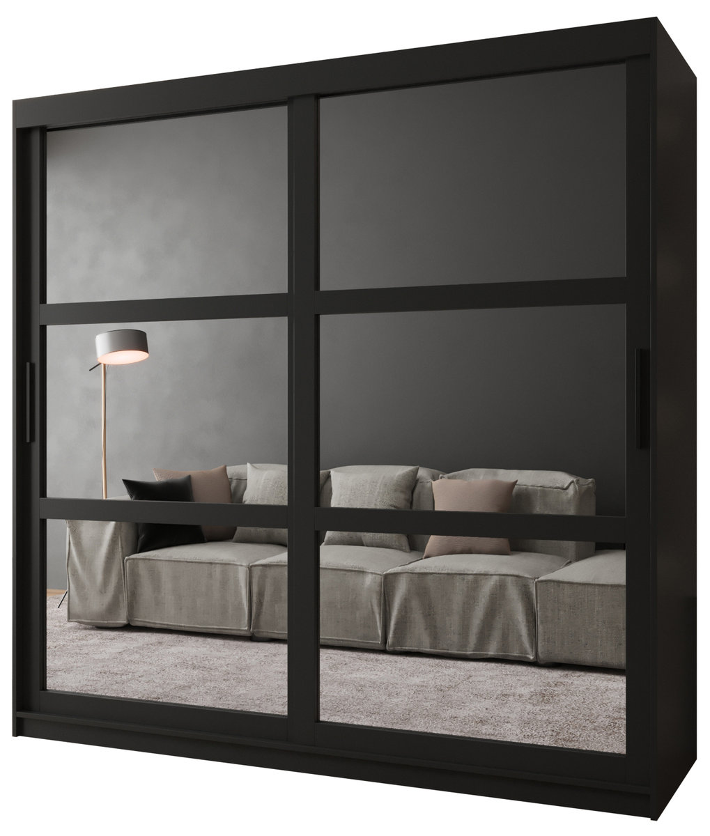 Szafa przesuwna Garderoba MIROR 200 gł. 62 czarny