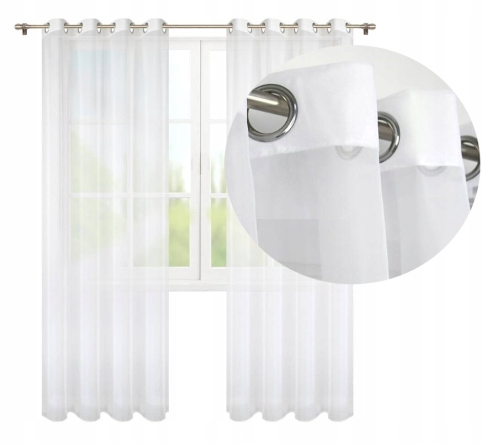 FIRANA GOTOWA BIAŁA NA PRZELOTKACH FIRANKA BALKONOWA WOAL 145x240 cm