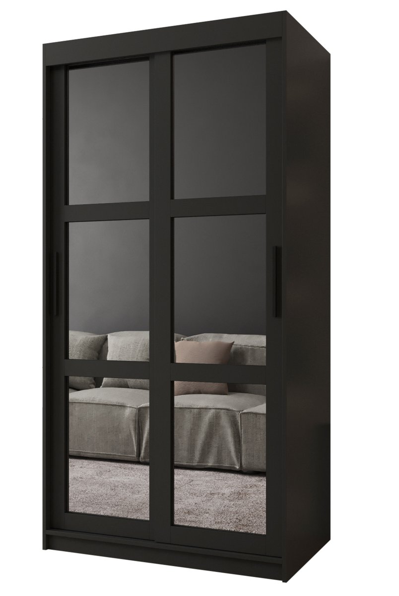 Szafa przesuwna Garderoba MIROR 100 gł. 62 czarny