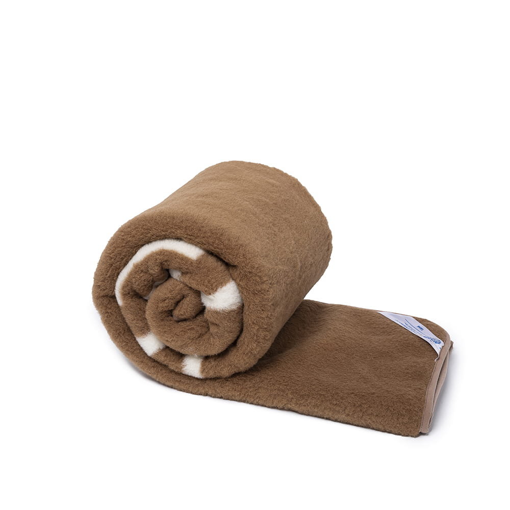 Koc wełniany camel brąz greka 200x200 narzuta pled Indygosklep