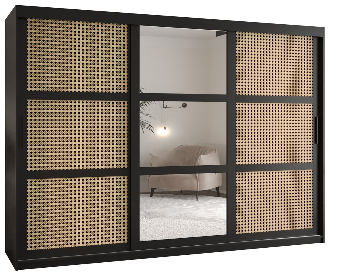 Szafa przesuwna Garderoba PLECIONKA WIEDEŃSKA 2 250 gł. 62 czarny