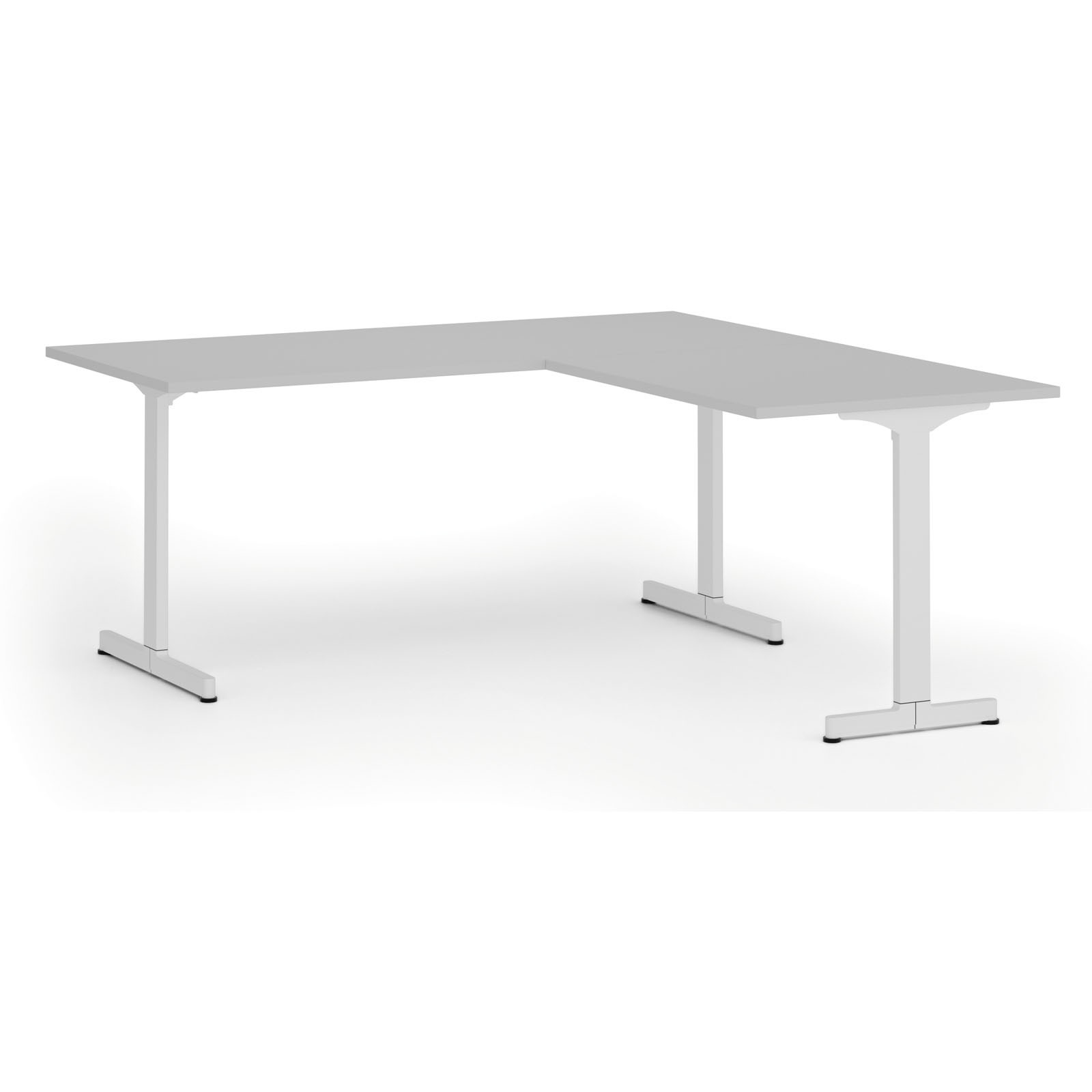 Biurko PRIMO BETA L, 1800 x 1800 mm, podstawa białaszary, szary