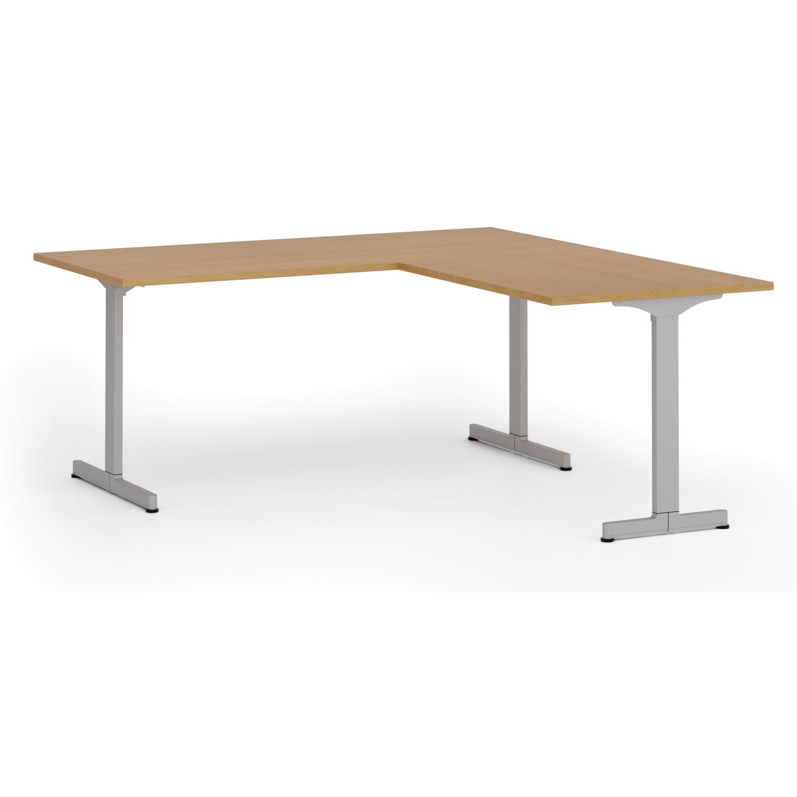 Biurko PRIMO BETA L, 1800 x 1800 mm, podstawa szara, buk