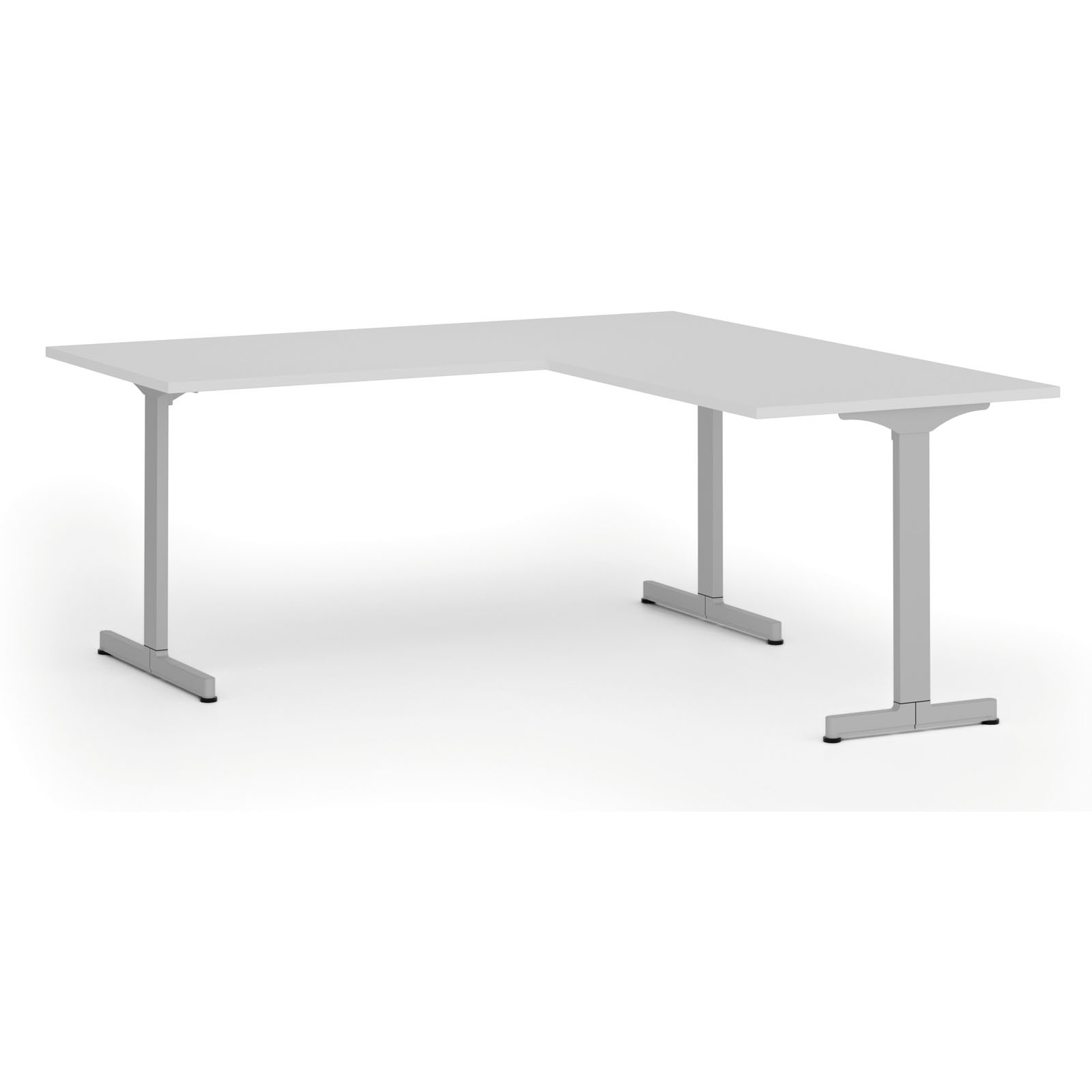 Biurko PRIMO BETA L, 1800 x 1800 mm, podstawa szara, biały