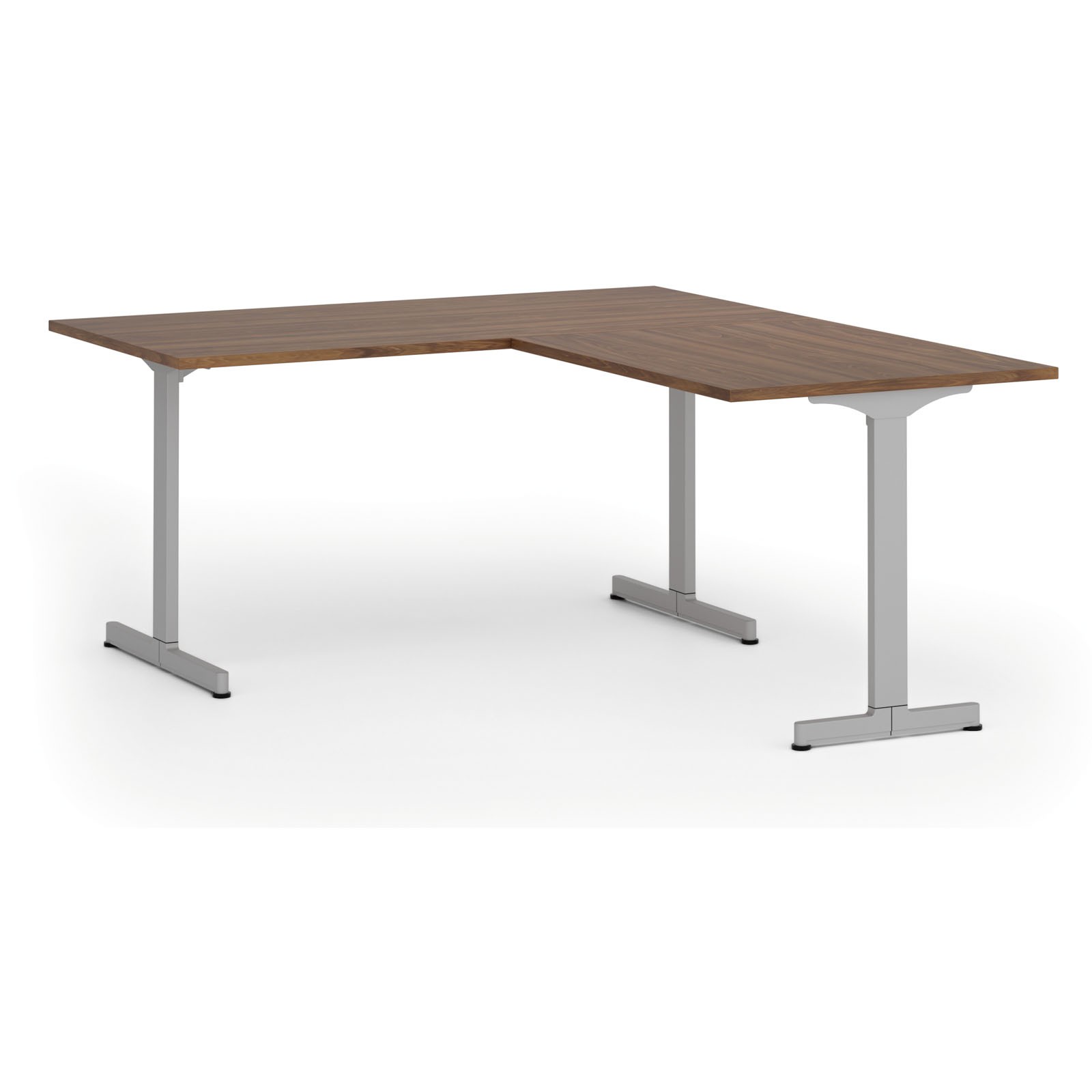 Biurko PRIMO BETA L, 1600 x 1800 mm, podstawa szara, orzech