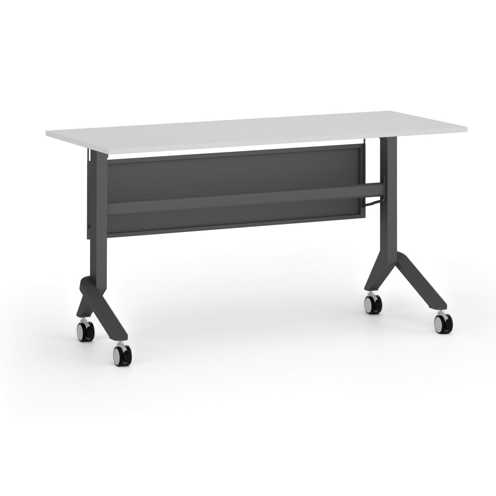 Mobilny stół PRIMO MOVE, 1400 x 600 mm, podstawa czarna, biały