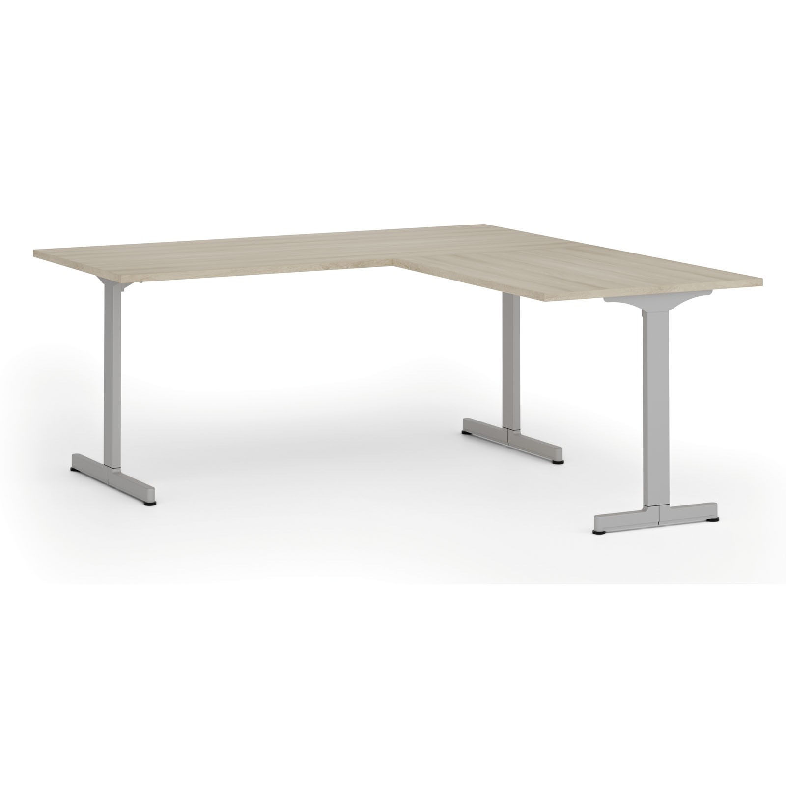 Biurko PRIMO BETA L, 1800 x 1800 mm, podstawa szara, dąb naturalny