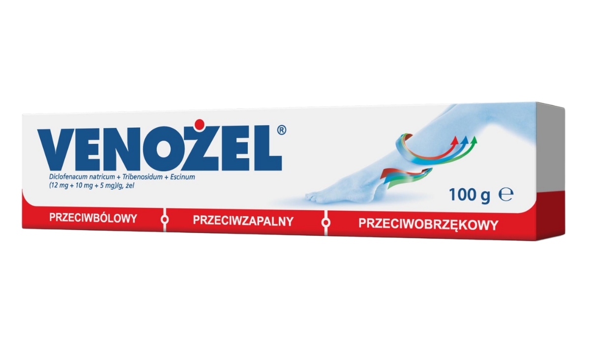 Polfa Venożel, żel o potrójnym działaniu przeciwbólowym, przeciwzapalnym i przeciwobrzękowym, 100 g