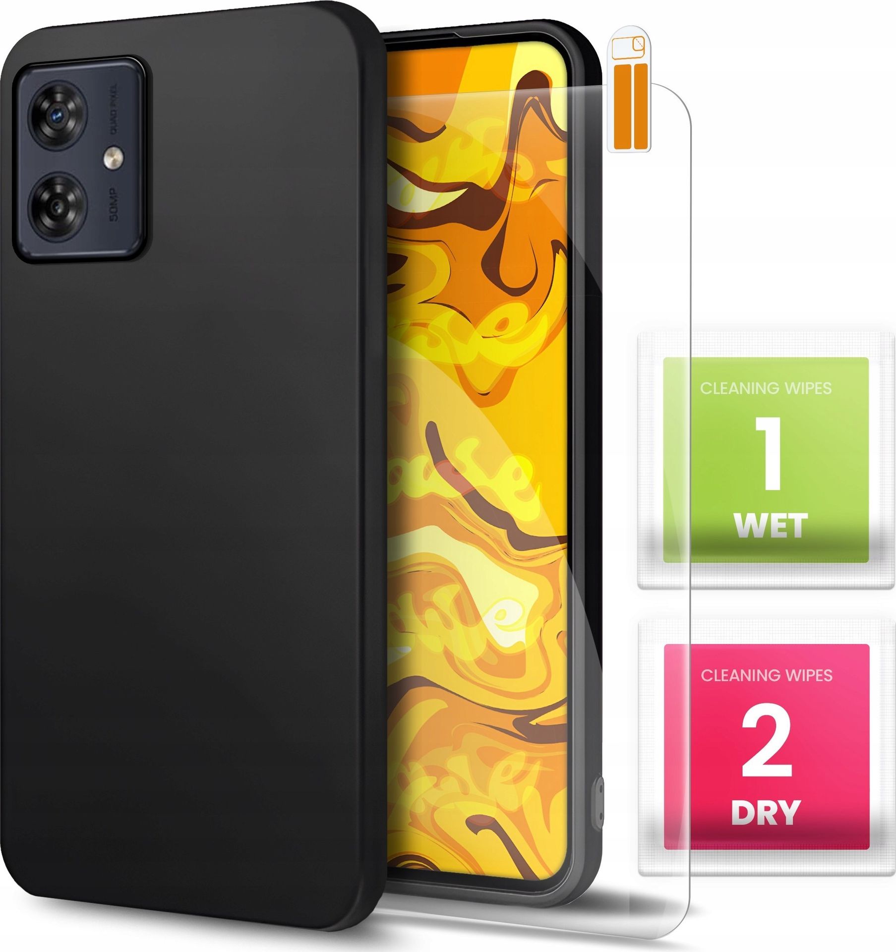 Hello Case Etui do Motorola Moto G54 5G (Czarne, Matowe, Obudowa Slim) SZKŁO