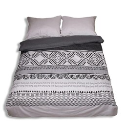 Matex Pościel flanelowa 160x200 F-91 szara grafitowa ornamenty paski