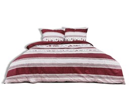 Matex Pościel flanelowa 220x200 F-89 czerwona biała renifery świąteczna