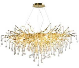 Złoty Żyrandol z Kryształowymi soplami, kroplami AQUA DROPS 150cm 25020_150