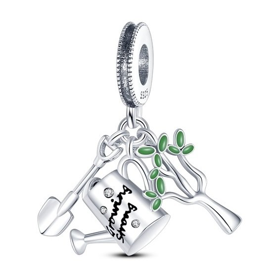 Zawieszka SREBRO 925 Charms koralik do PANDORA Ogrodnictwo Drzewo Łopata Konewka