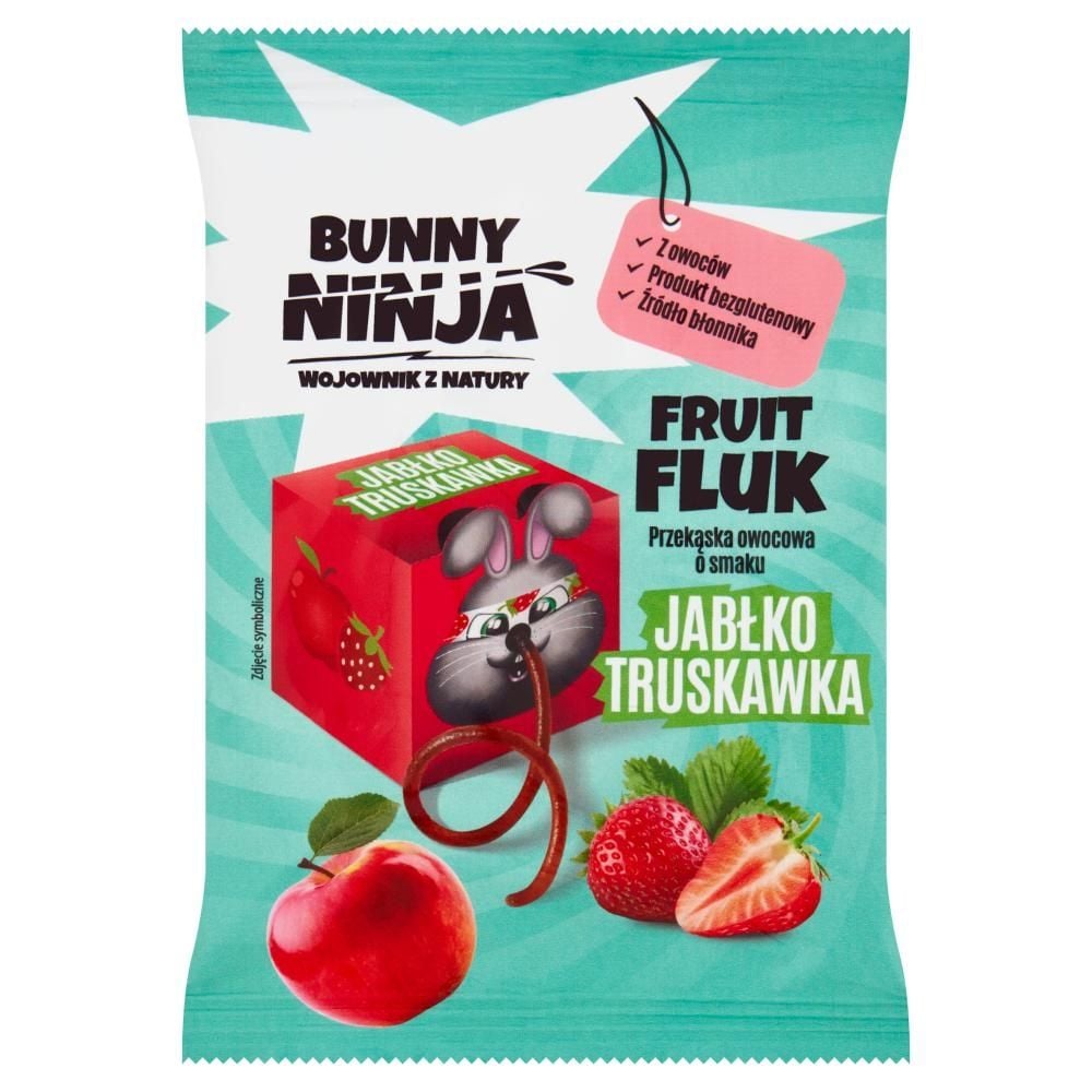 BUNNY NINJA Fruit Fluk Przekąska owocowa o smaku jabłko-truskawka, 15g