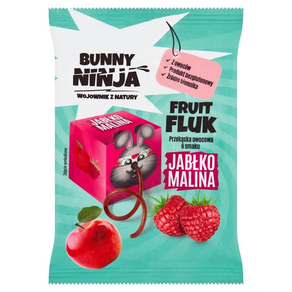 BUNNY NINJA Fruit Fluk Przekąska owocowa o smaku jabłko-malina, 15g