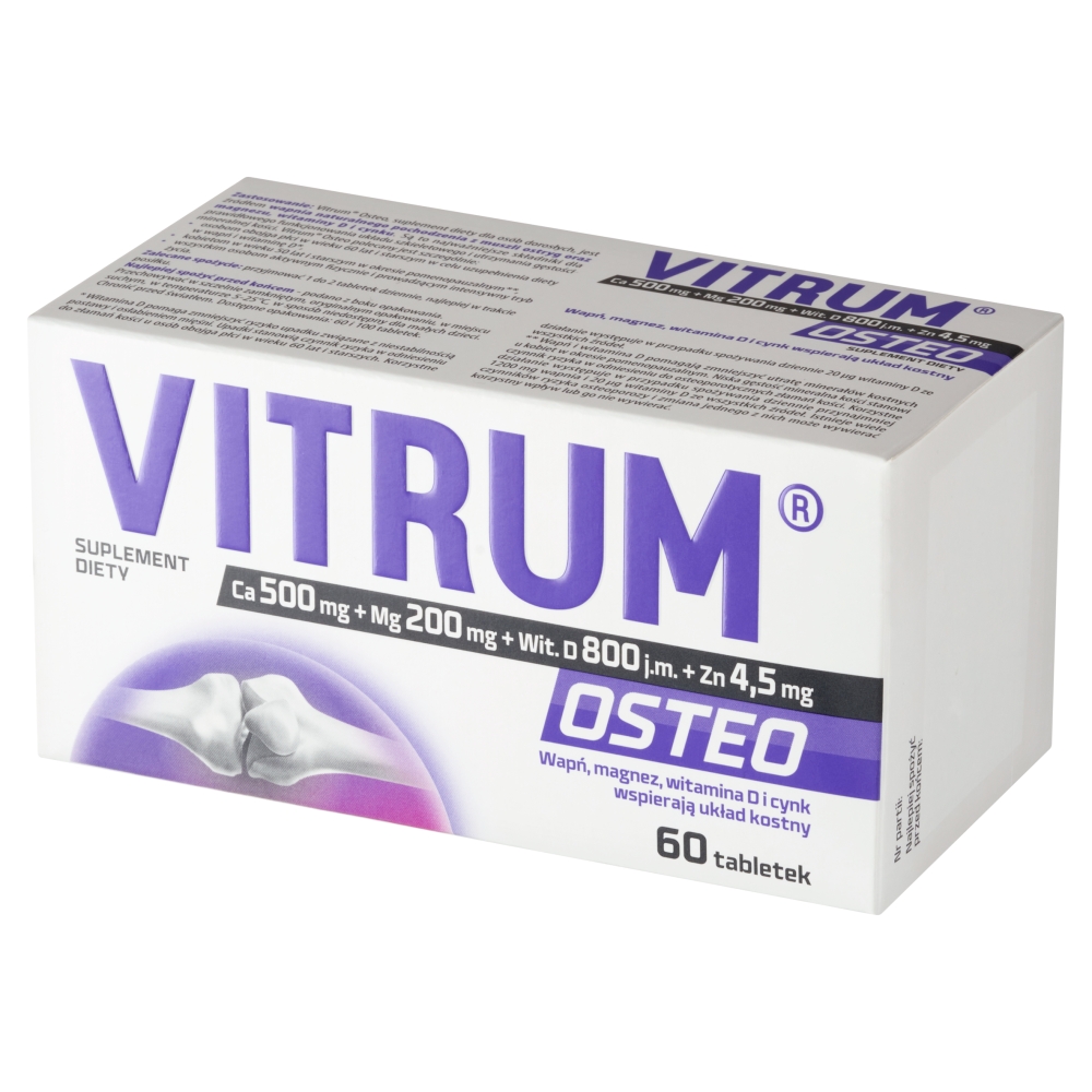 Vitrum Osteo Ca 500mg + Mg 200mg + Wit. D 800 j.m. + Zn 4,5mg, Suplement diety, 60tabl.