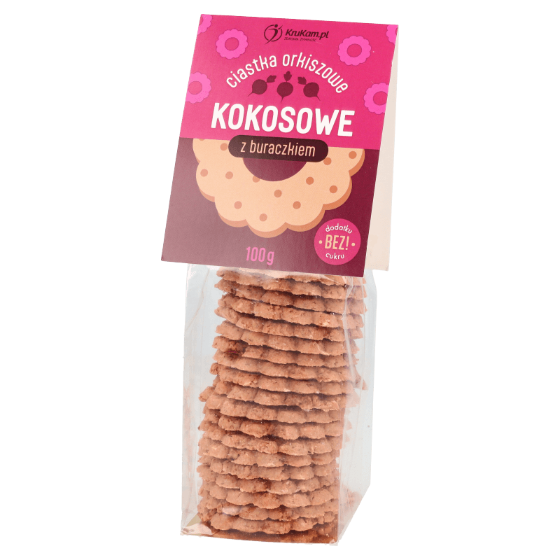 Ciasteczka orkiszowe kokosowe z buraczkiem 100g