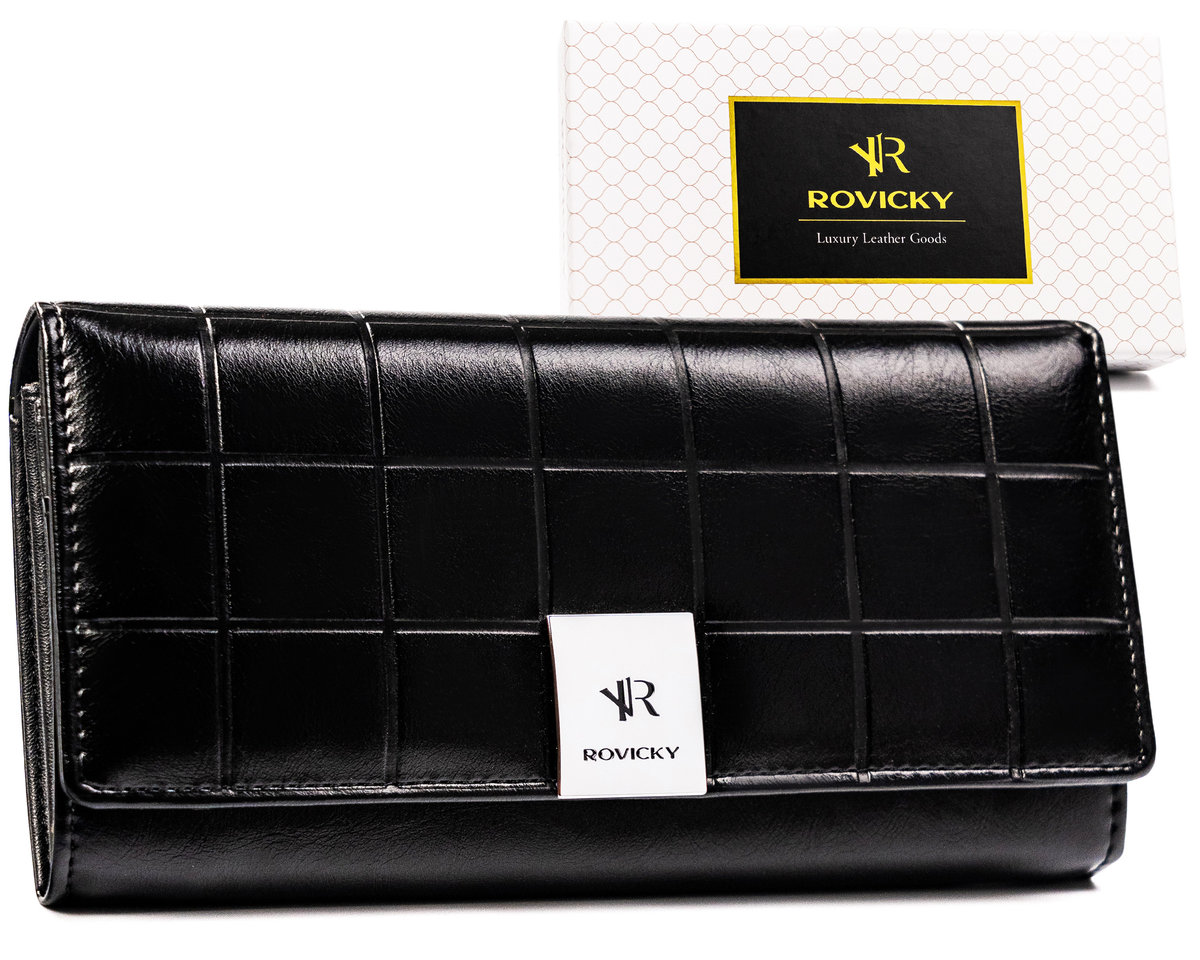 ROVICKY duży portfel skórzany damski rozbudowany pojemny