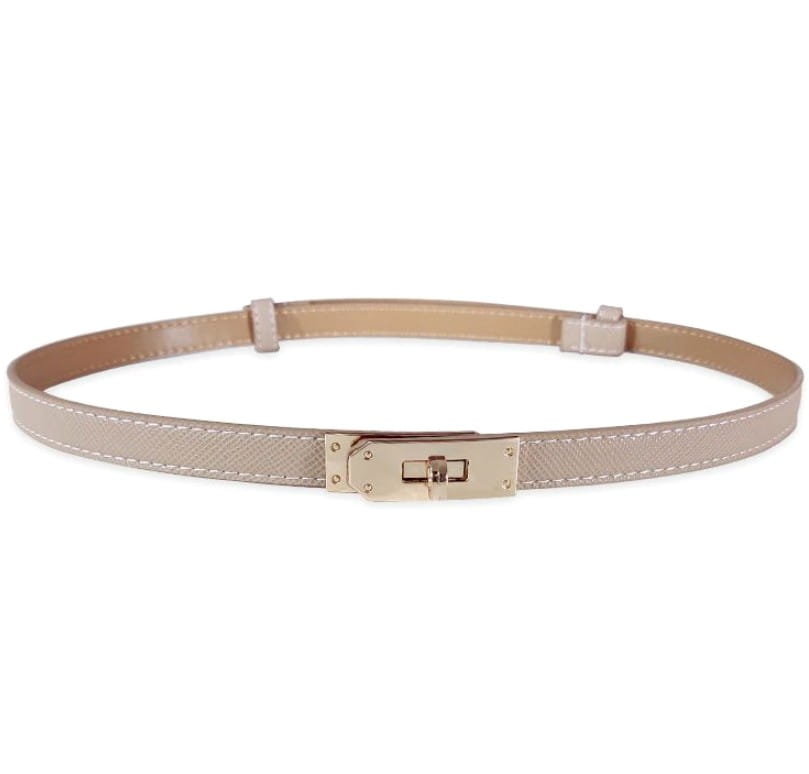 Damski Pasek Wąski Regulowany Złota Klamra Skóra
