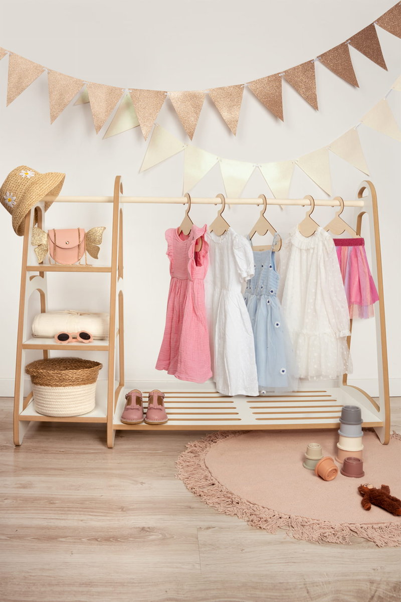 MAXI garderoba szafa wieszak montessori + 5 drewnianych wieszaczków