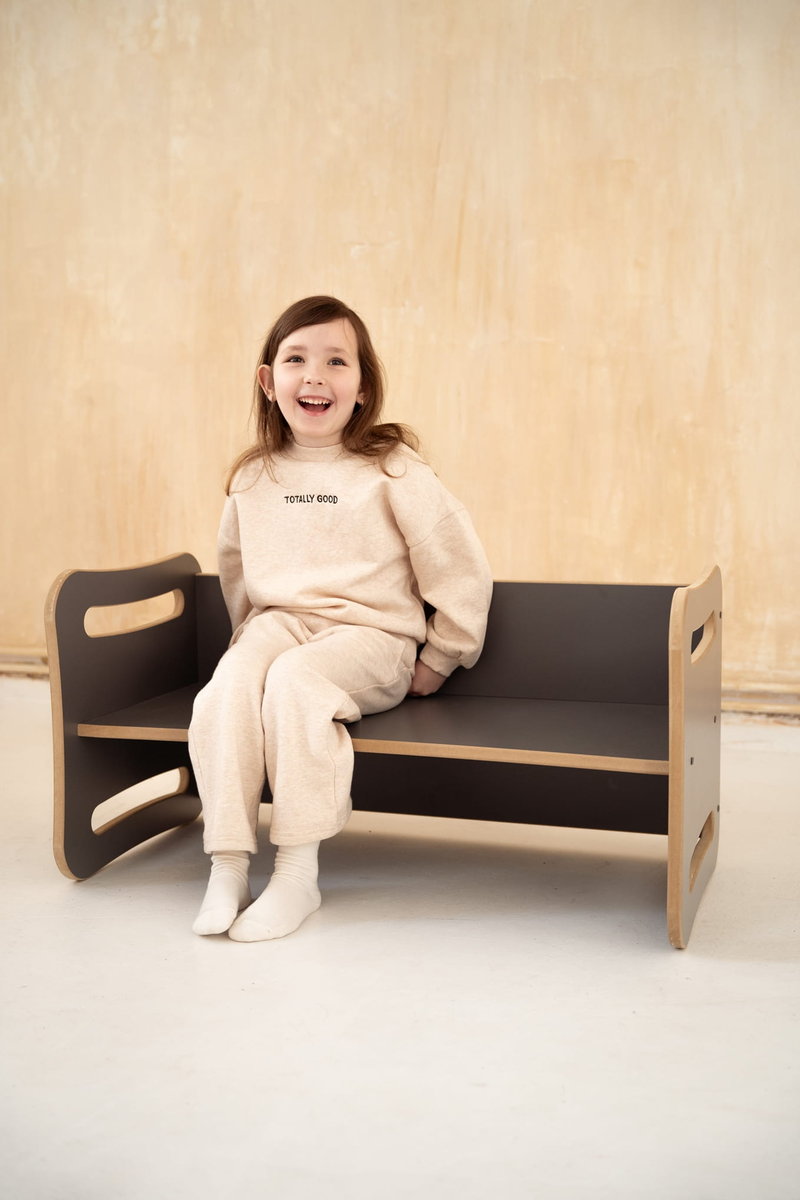 Krzesełko /  stolik 2w1 - LONGY - szary