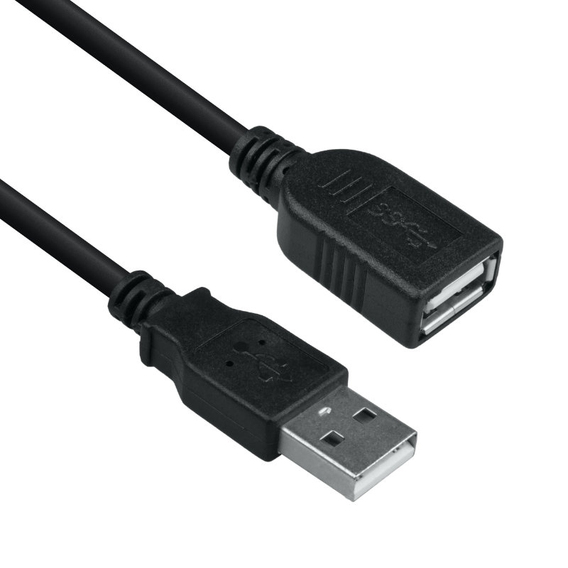 Przedłużacz USB-A, 1.5 m, czarny