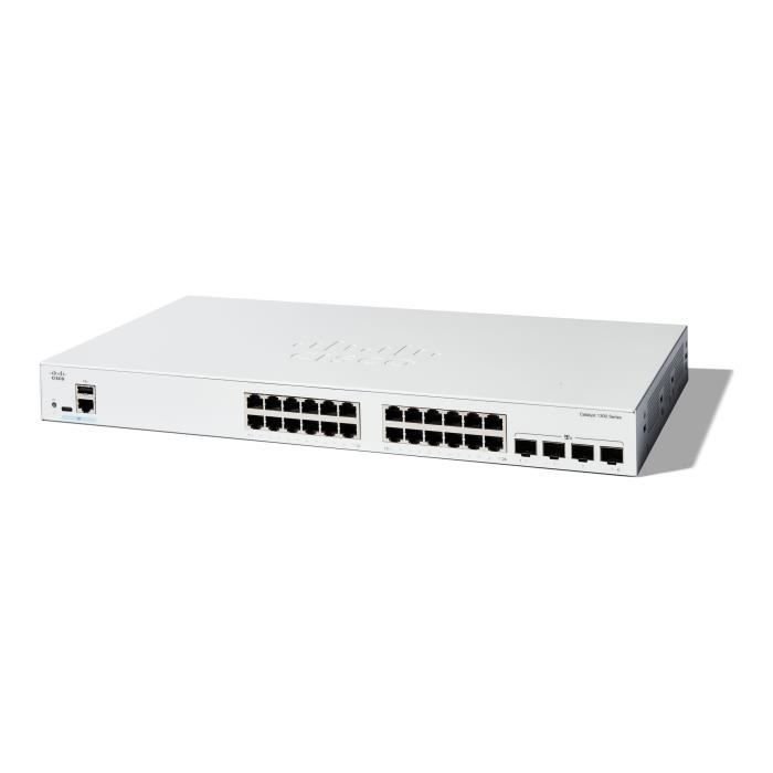 - Cisco - Cisco Catalyst 1300-24T-4X - Switch - C3 - Zarządzany - 24 x 10/100/1000Base-T + 4 x 10 Gigabit SFP+ - Możliwość montażu w stojaku