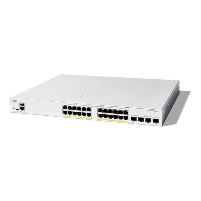 - Cisco - Cisco Catalyst 1200-24FP-4G - Switch - C3 - inteligentny - 24 x 10/100/1000 (PoE+) + 4 x Gigabit Ethernet SFP - Montaż