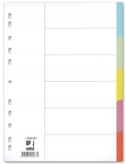 PRZEKŁADKI A4 KARTONOWE 1-5 BEZ NADRUKU KOLOROWE Z KOLOROWYMI INDEKSAMI