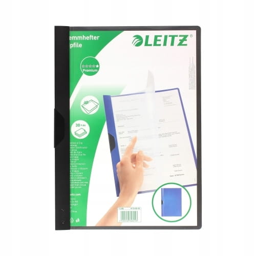 SKOROSZYT LEITZ Z KLIPSEM PRZEŹROCZYSTY KLIPS CZARNY A1