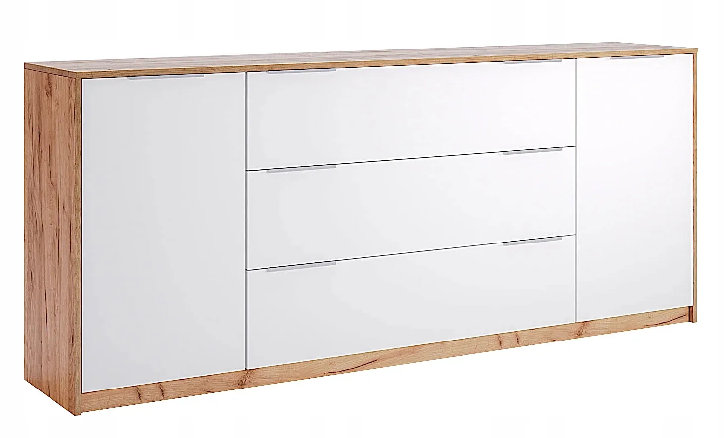 Nowoczesna komoda dąb craft + biały połysk 200 cm M6-S77