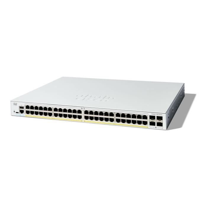 - Cisco - Cisco Catalyst 1300-48P-4X - Switch - C3 - Zarządzany - 48 x 10/100/1000 (PoE+) + 4 x 10 Gigabit SFP+ - Możliwość montażu w stojaku