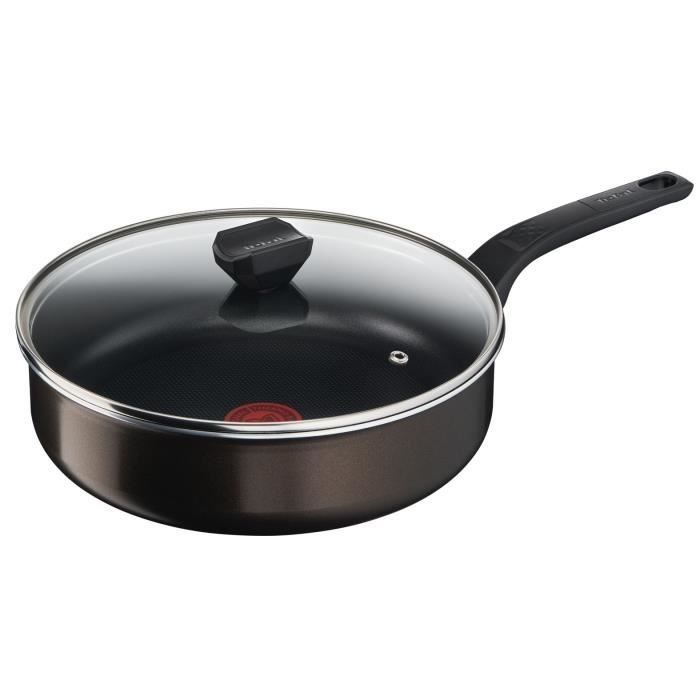 TEFAL Easy Cook & Clean Patelnia do smażenia 24 cm + szklana pokrywa, nieindukcyjna, powłoka nieprzywierająca, wyprodukowano we Francji B5543202