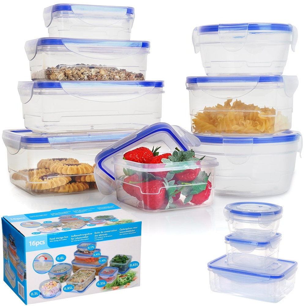 Pojemniki na żywność z pokrywką i uszczelką 8 szt.