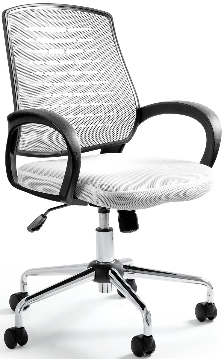 Fotel Biurowy Obrotowy AWARD Biały Siatka Tkanina